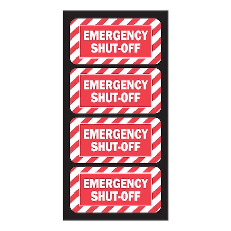 Fuel Stickers Emergency Shut Off Sign small, Emergency Stop Sticker, Machinery, Hvy-Dty, 2''x1'', 20PK Z-2X1ESO-20PK